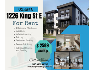 2 Bedroom apartment for rent in OSHAWA