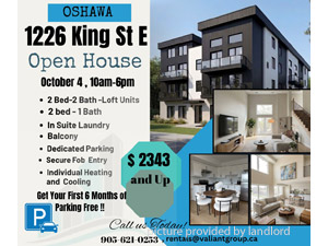 2 Bedroom apartment for rent in OSHAWA